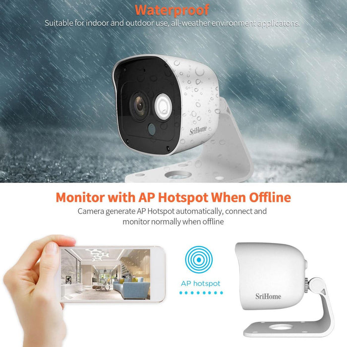 3.0 Million Pixels 1296P Hd Ai Camera Support Two Way Talk / Motion Detection / Humanoid Detection / Night Vision / Tf Card