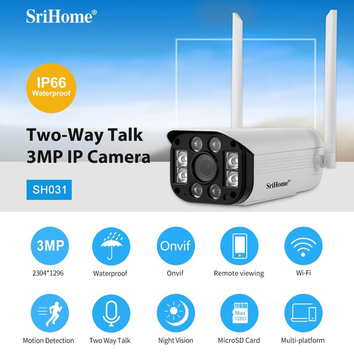 3.0 Million Pixels 1296P Hd Ip Camera Support Two Way Talk / Motion Detection / Night Vision / Tf Card