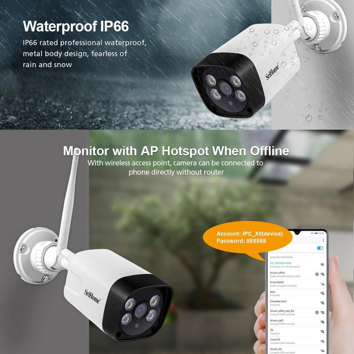 3.0 Million Pixels 1296P Hd Ip Camera Support Two Way Audio / Motion Detection / Humanoid Detection / Full-Colour Night Vision / Tf Card