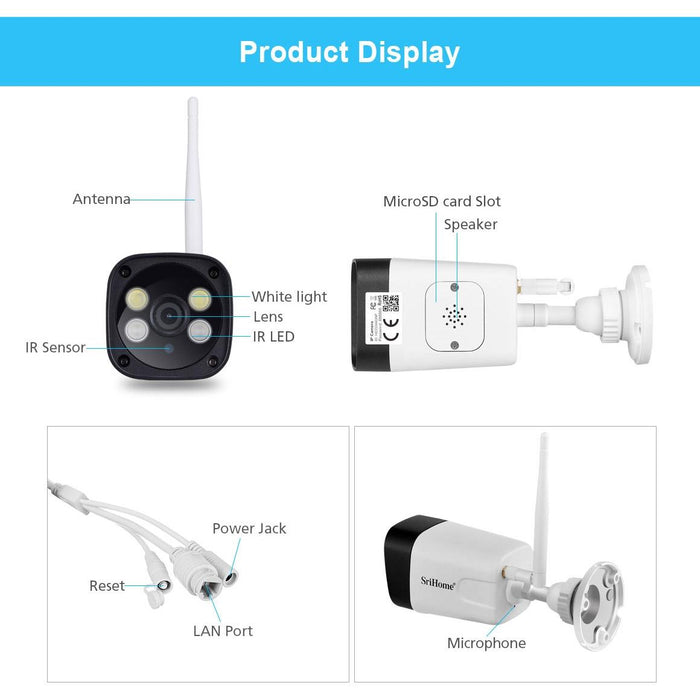 3.0 Million Pixels 1296P Hd Ip Camera Support Two Way Audio / Motion Detection / Humanoid Detection / Full-Colour Night Vision / Tf Card