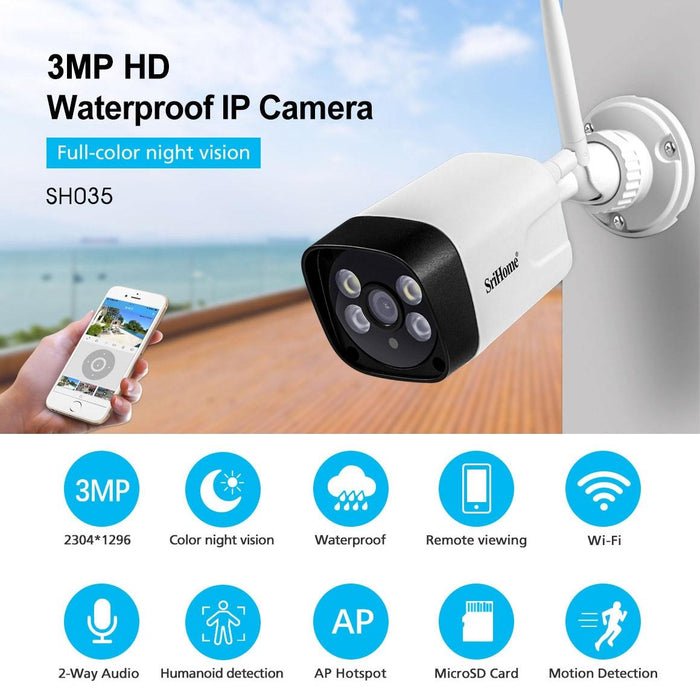 3.0 Million Pixels 1296P Hd Ip Camera Support Two Way Audio / Motion Detection / Humanoid Detection / Full-Colour Night Vision / Tf Card