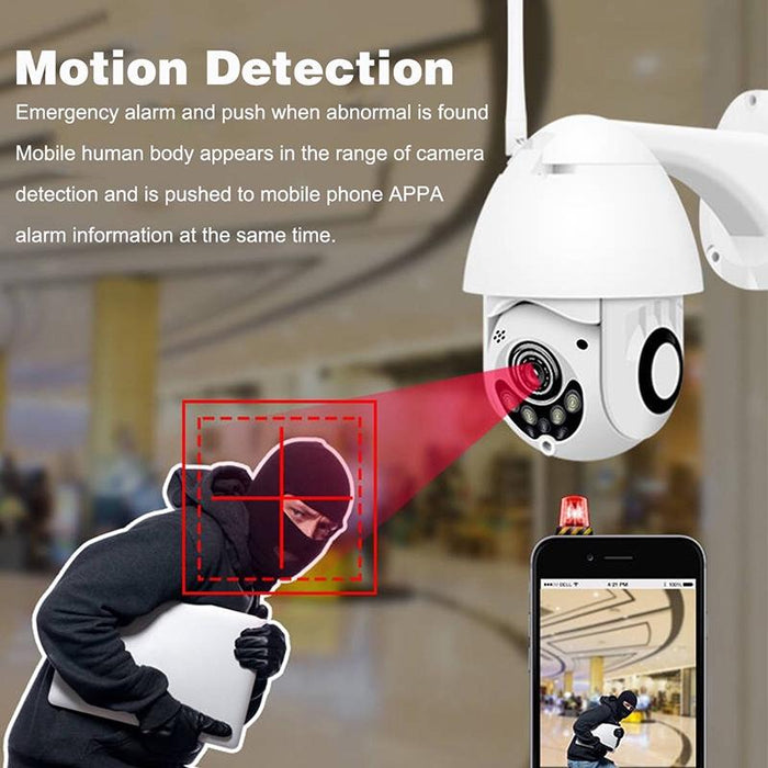 Wireless Surveillance Camera Hd Ptz Home Security Outdoor Ip66 Waterproof Network Dome Camera Support Night Vision & Motion Detection & Tf Card