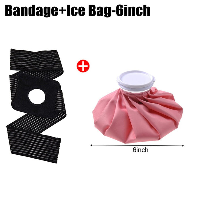 Medical Reusable Ice Cold Hot Water Bag with Elastic Wrap For Injuries Pain Relief