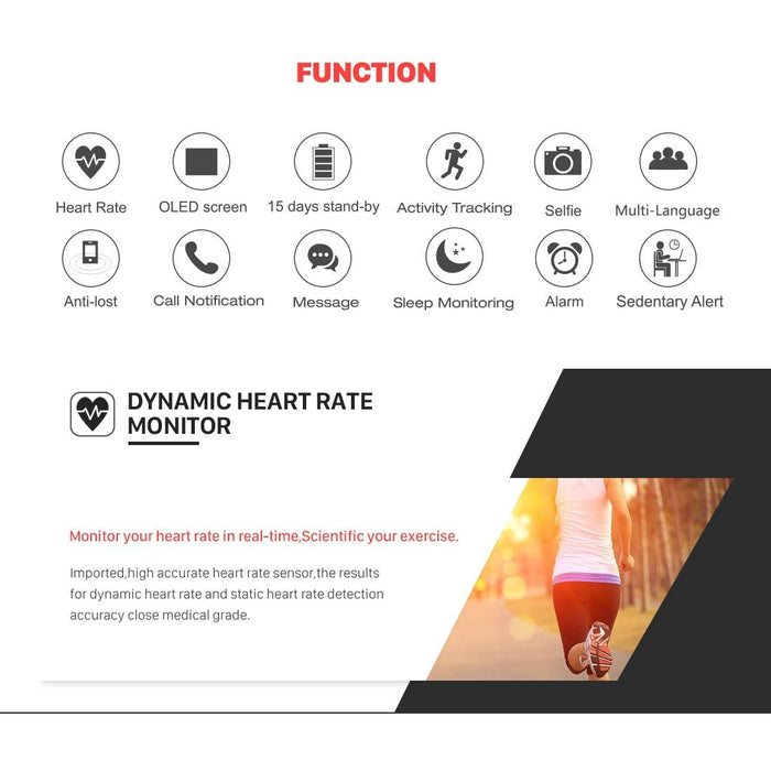 Waterproof Fitness Tracker Heart Rate Monitor