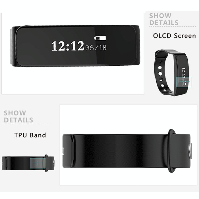 Oled Bluetooth Smart Bracelet Ip66 Waterproof Pedometer Calls Sleep Sedentary Alarm Remote Capture Android/Ios Compatible