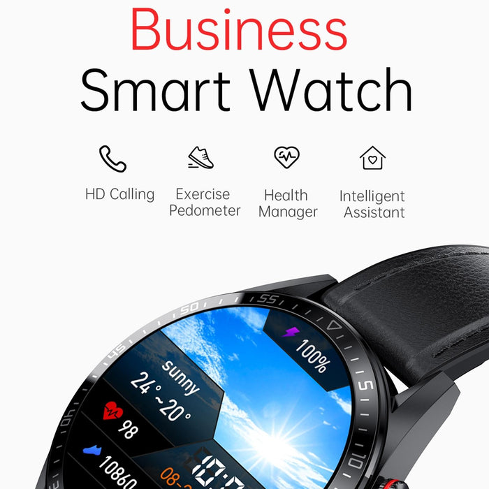 39 Amoled Smart Watch Heart Rate Blood Pressure Monitoring Leather Strap