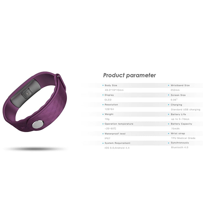 Oled Bluetooth Smart Bracelet Call/Message Display Hr Monitor Sleep Management Pedometer Sedentary Reminder Android/Ios