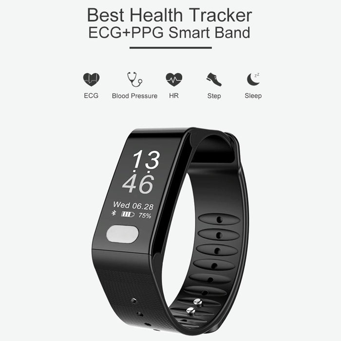 Oled Fitness Tracker Sports Mode Ecg Heart Rate Bp Sleep Monitor