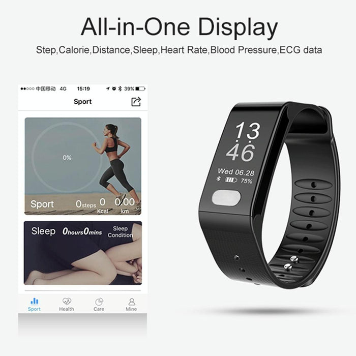 Oled Fitness Tracker Sports Mode Ecg Heart Rate Bp Sleep Monitor