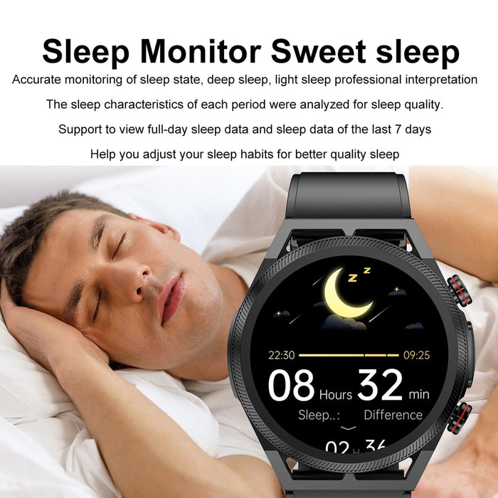 1.39 Inch Ips Screen Ip67 Waterproof Leather Band Smart Watch Support Body Temperature Monitoring / Ecg