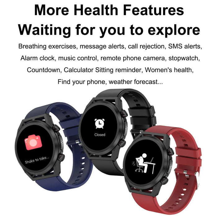 1.39 Inch Ips Screen Ip67 Waterproof Leather Band Smart Watch Support Body Temperature Monitoring / Ecg