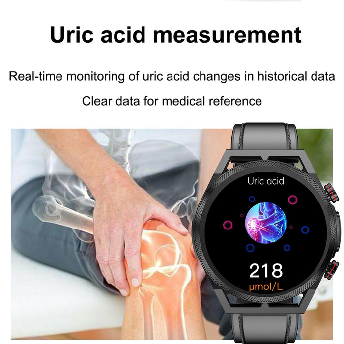 1.39 Inch Ips Screen Ip67 Waterproof Leather Band Smart Watch Support Body Temperature Monitoring / Ecg