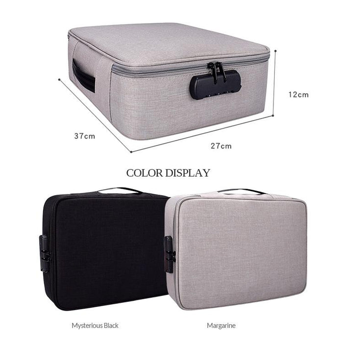 Zj02 Waterproof Polyester Multi-Layer Document Storage Bag Laptop Bag For All Sizes Of Laptops With Password Lock