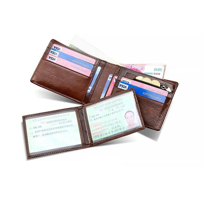 8016 Retro Cowhide Leather Multiple Card Slots Wallet For Men With Removable Card Holder