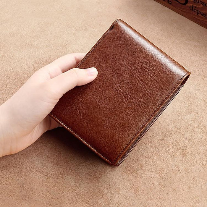 8016 Retro Cowhide Leather Multiple Card Slots Wallet For Men With Removable Card Holder