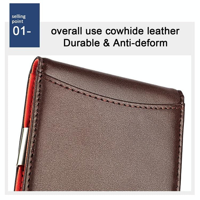 Anti-magnetic Leather Wallet with Zipper for Men - Rfid
