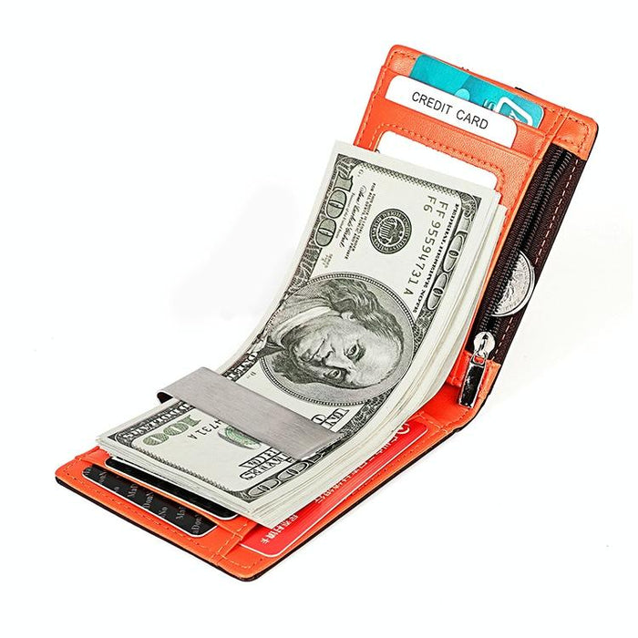 Anti-magnetic Leather Wallet with Zipper for Men - Rfid