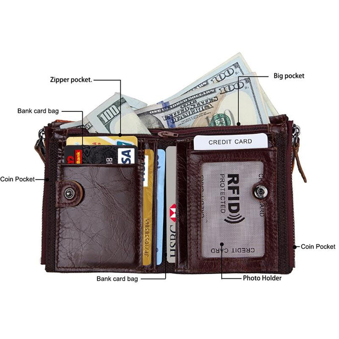 Men Leather Rfid Blocking Card Holder Wallet