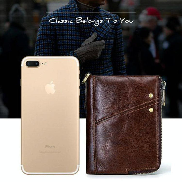 Men Leather Rfid Wallet - Antimagnetic