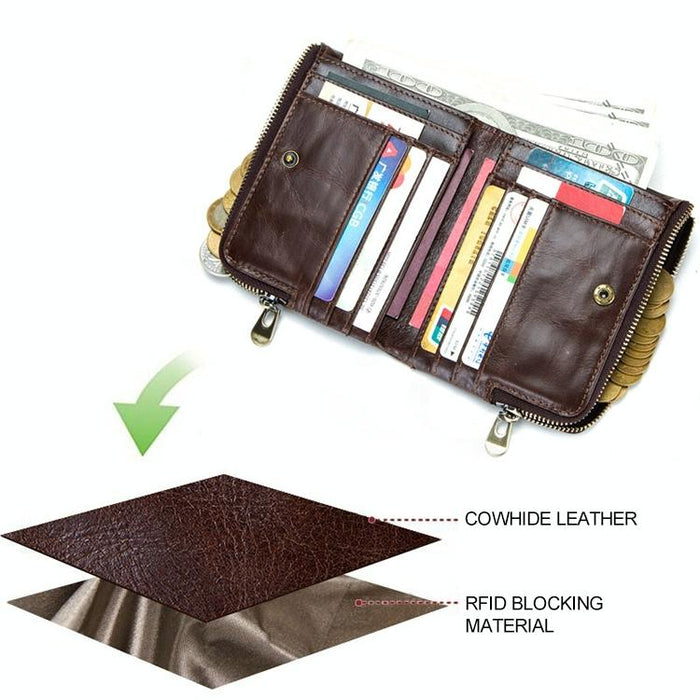 Men Leather Rfid Wallet - Antimagnetic