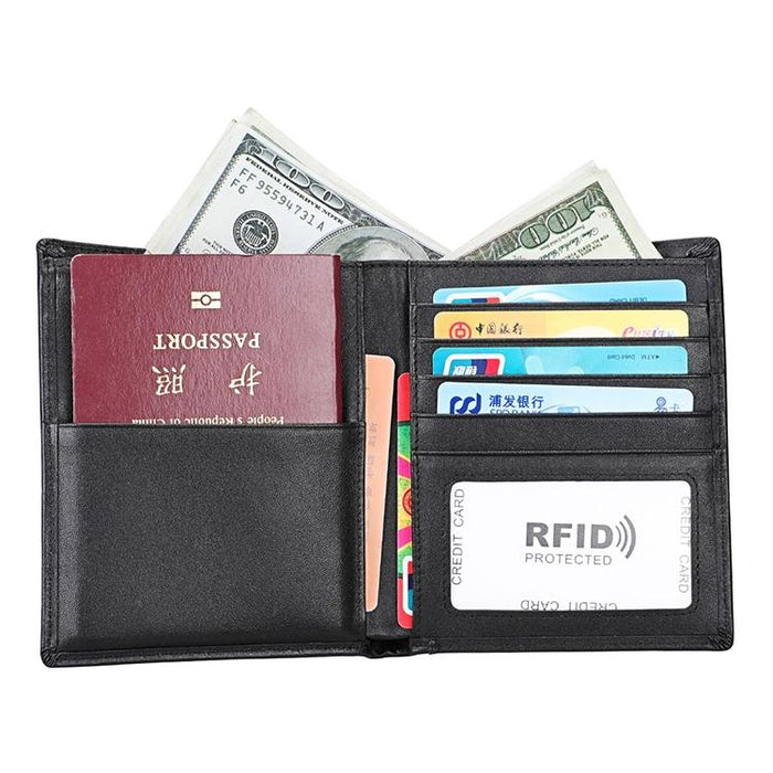 Leather Rfid Passport Wallet - Multi-function