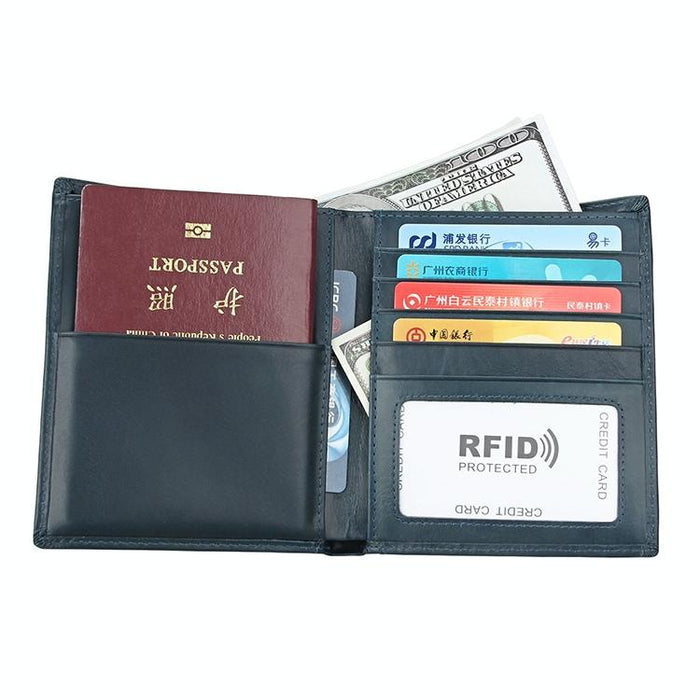 Leather Rfid Passport Wallet - Multi-function