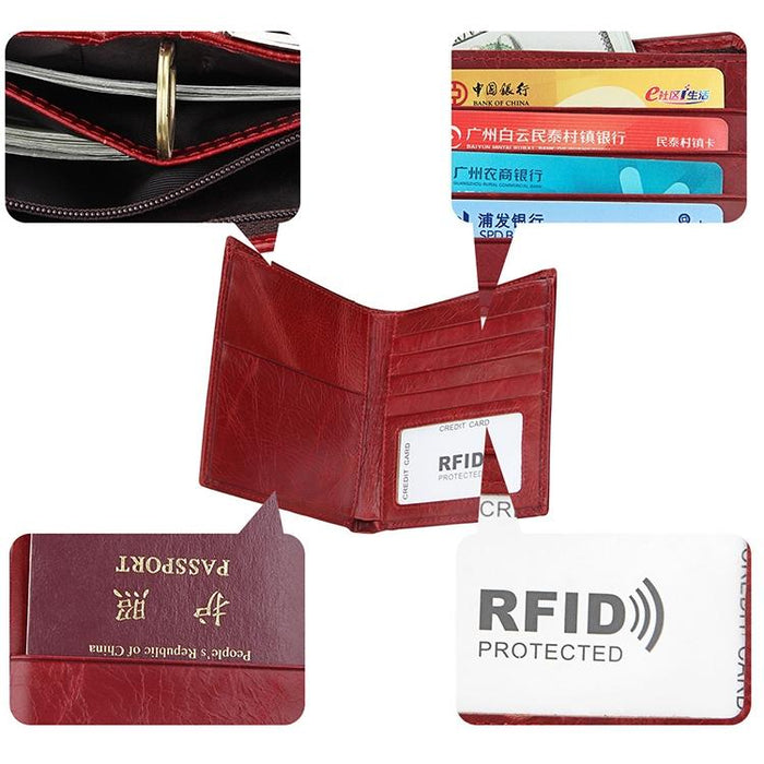 Leather Rfid Passport Wallet - Multi-function