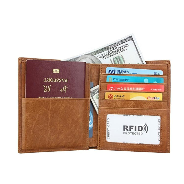 Leather Rfid Passport Wallet - Multi-function