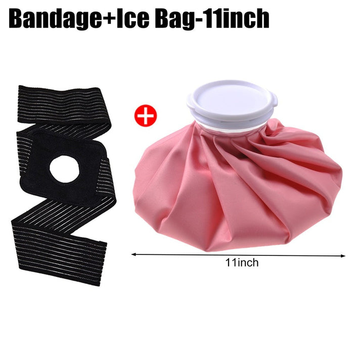 Medical Reusable Ice Cold Hot Water Bag with Elastic Wrap For Injuries Pain Relief