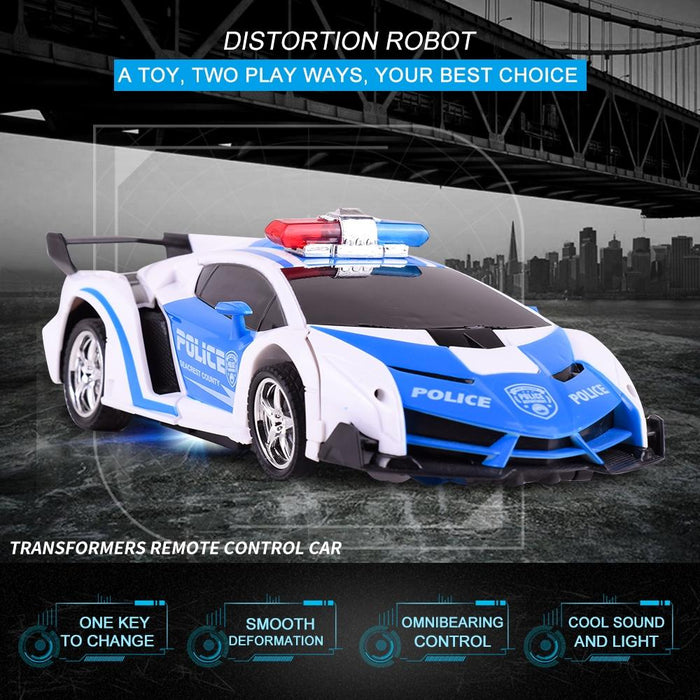 Remote Control Police Car - 4 Channels Deformable Toy