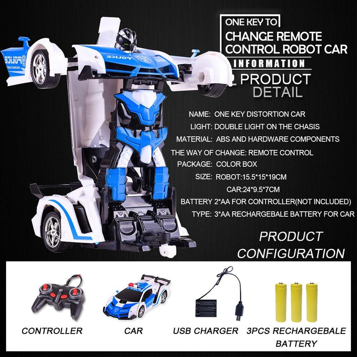 Remote Control Police Car - 4 Channels Deformable Toy