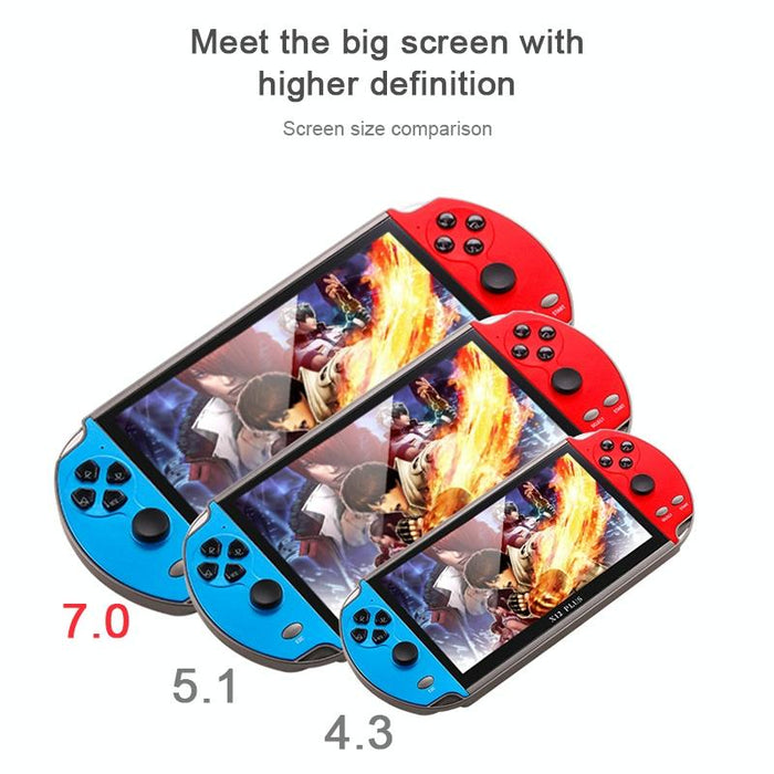 X12 Plus Retro Classic Games Handheld Game Console With 7 Inch Hd Screen & 16Gb Memory Support Mp4 / E-Book Red & Blue