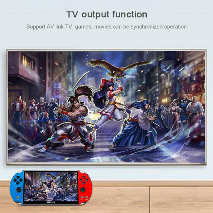 X12 Plus Retro Classic Games Handheld Game Console With 7 Inch Hd Screen & 16Gb Memory Support Mp4 / E-Book Red & Blue