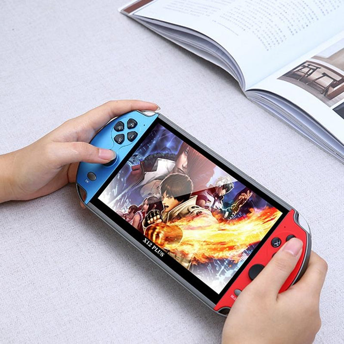 X12 Plus Retro Classic Games Handheld Game Console With 7 Inch Hd Screen & 16Gb Memory Support Mp4 / E-Book Red & Blue