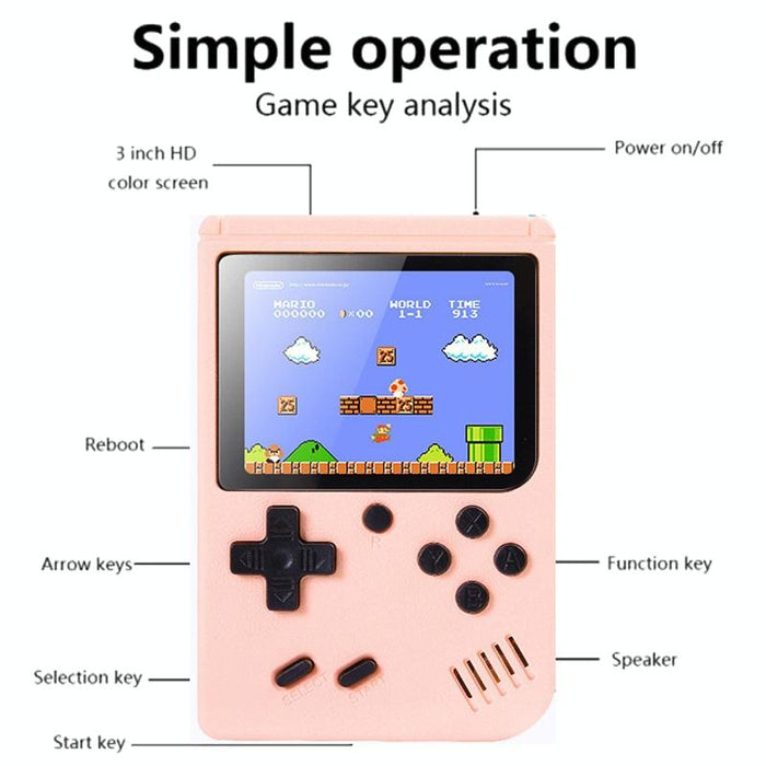 3.0 Inch Macaron Mini Retro Classic Handheld Game Console For Kids Built-In 800 Games Support Av Output