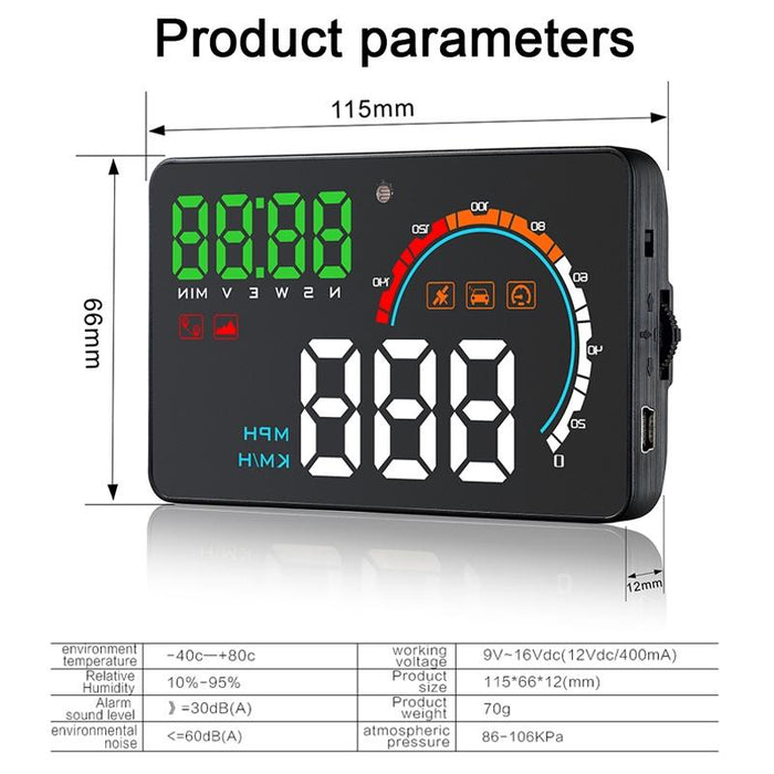 4 Inch Gps Head Up Display Speed Direction Distance Kilometres