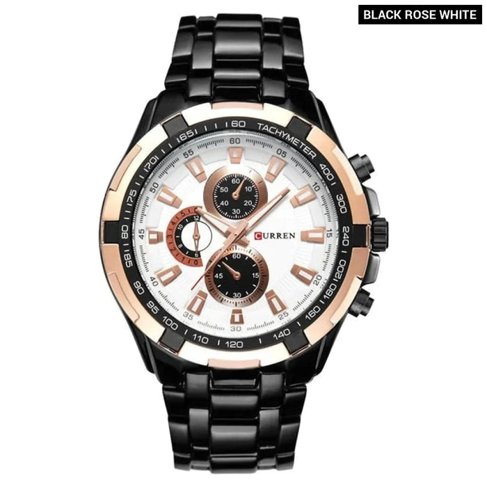 Fashion Analog Military Sports Men Watches Full Steel Band Black Quartz Male Clock