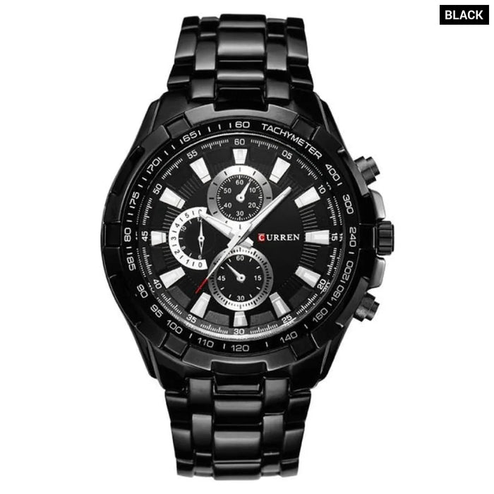 Fashion Analog Military Sports Men Watches Full Steel Band Black Quartz Male Clock