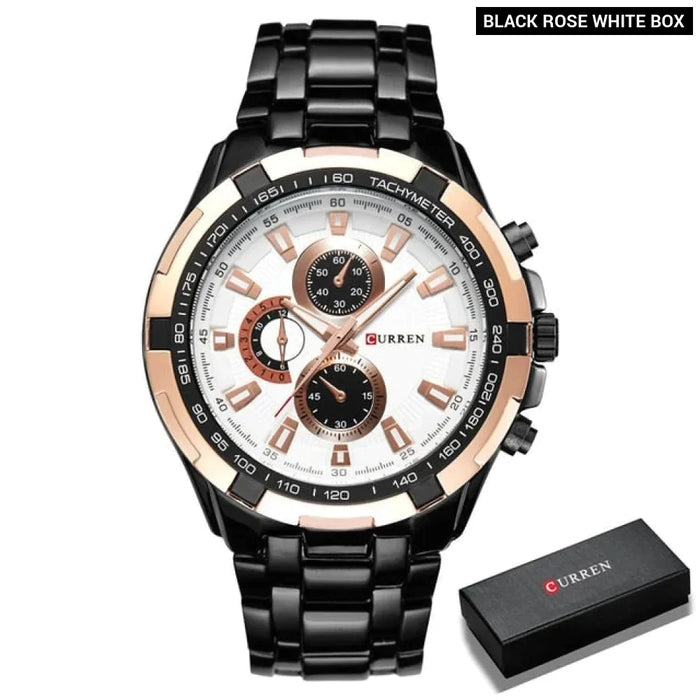 Fashion Analog Military Sports Men Watches Full Steel Band Black Quartz Male Clock