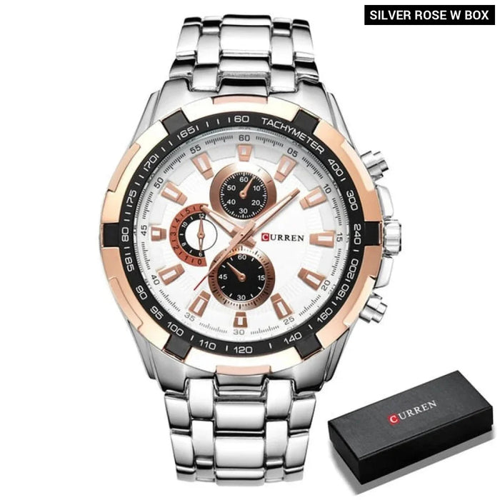 Fashion Analog Military Sports Men Watches Full Steel Band Black Quartz Male Clock