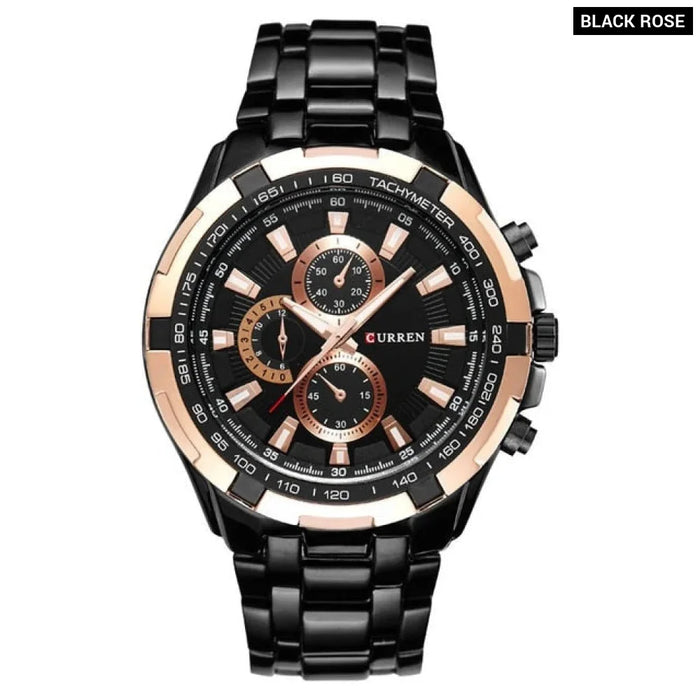 Fashion Analog Military Sports Men Watches Full Steel Band Black Quartz Male Clock