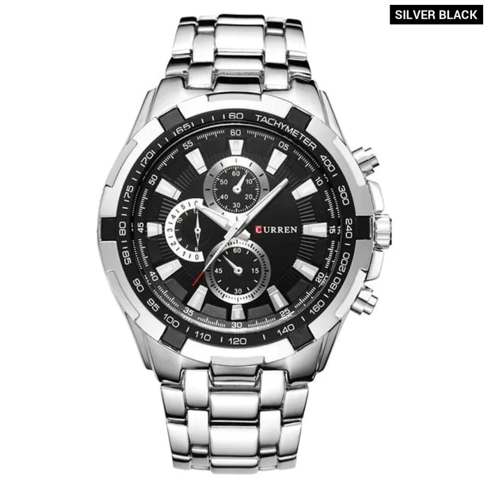 Fashion Analog Military Sports Men Watches Full Steel Band Black Quartz Male Clock