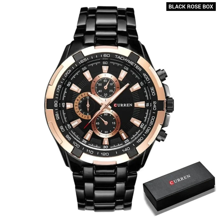 Fashion Analog Military Sports Men Watches Full Steel Band Black Quartz Male Clock