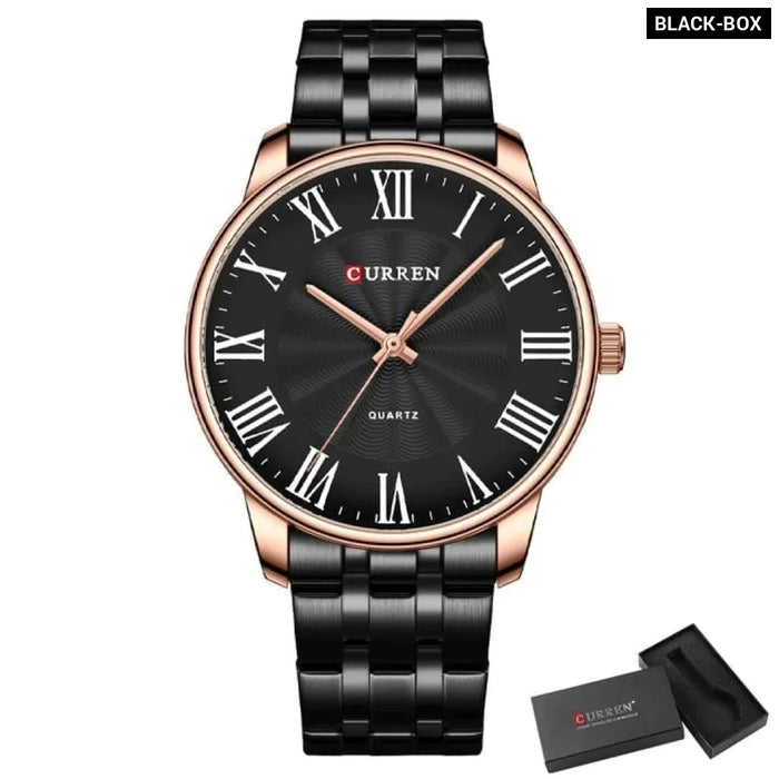 Quartz Watches For Men Classic Business Wristwatches With Roman Numbers Stainless Steel Band