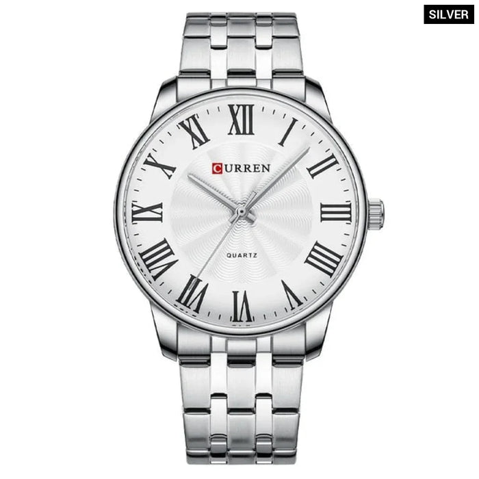 Quartz Watches For Men Classic Business Wristwatches With Roman Numbers Stainless Steel Band