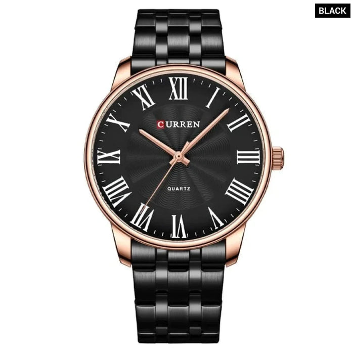 Quartz Watches For Men Classic Business Wristwatches With Roman Numbers Stainless Steel Band