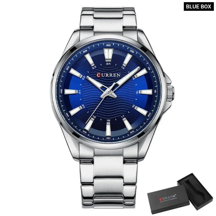 Casual Business Quartz Watches For Man Stainless Steel Band Black Wristwatches With 44 Mm Dial Luminous Hands