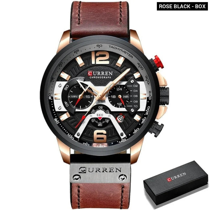 Casual Sport Watches For Men Military Leather Wrist Watch Man Clock Fashion Chronograph Wristwatch