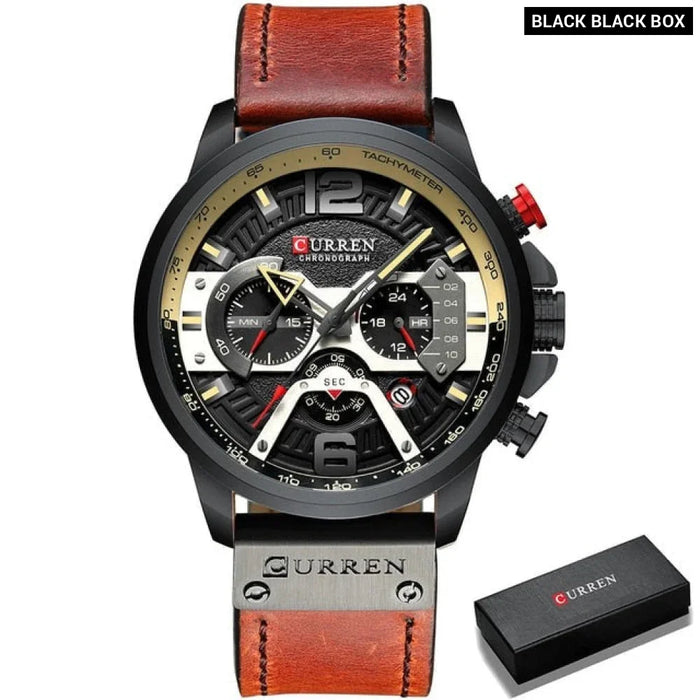 Casual Sport Watches For Men Military Leather Wrist Watch Man Clock Fashion Chronograph Wristwatch