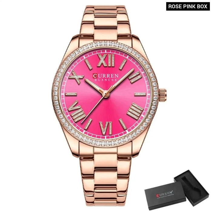 Stainless Steel Charming Thin Quartz Rose Watches For Women